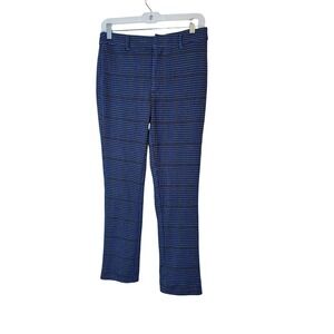 Free people‎ Pants Womens Medium Blue Check Ponte Slim Straight Ankle Stretch